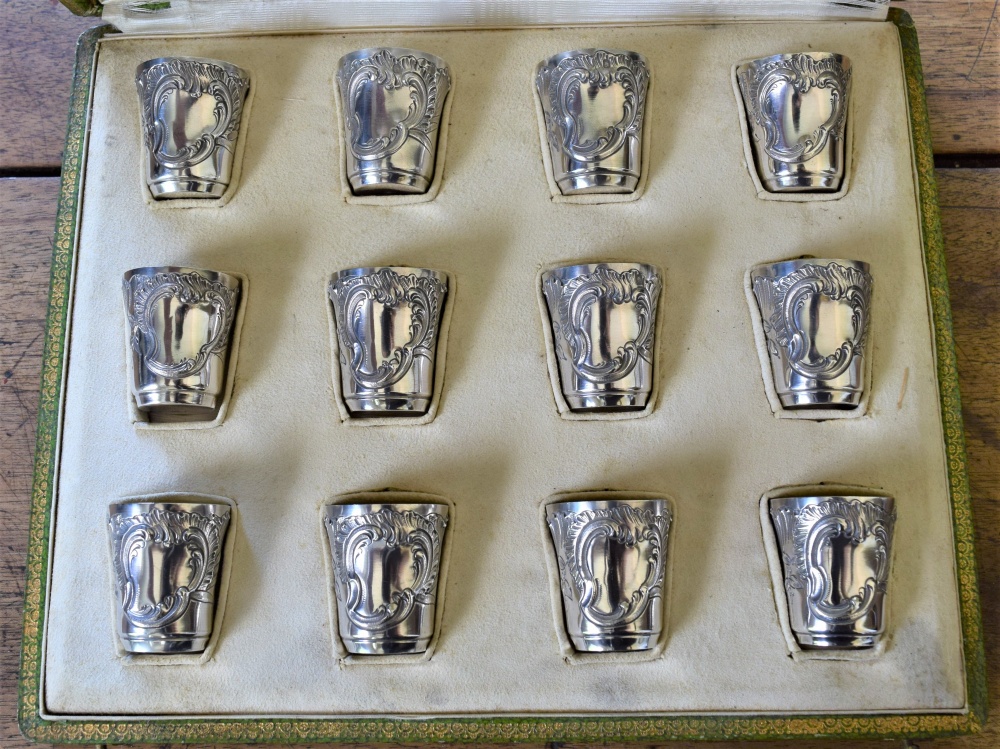 Elegant Set Of Antique French Silver Liquor Tumblers By Armand Gross